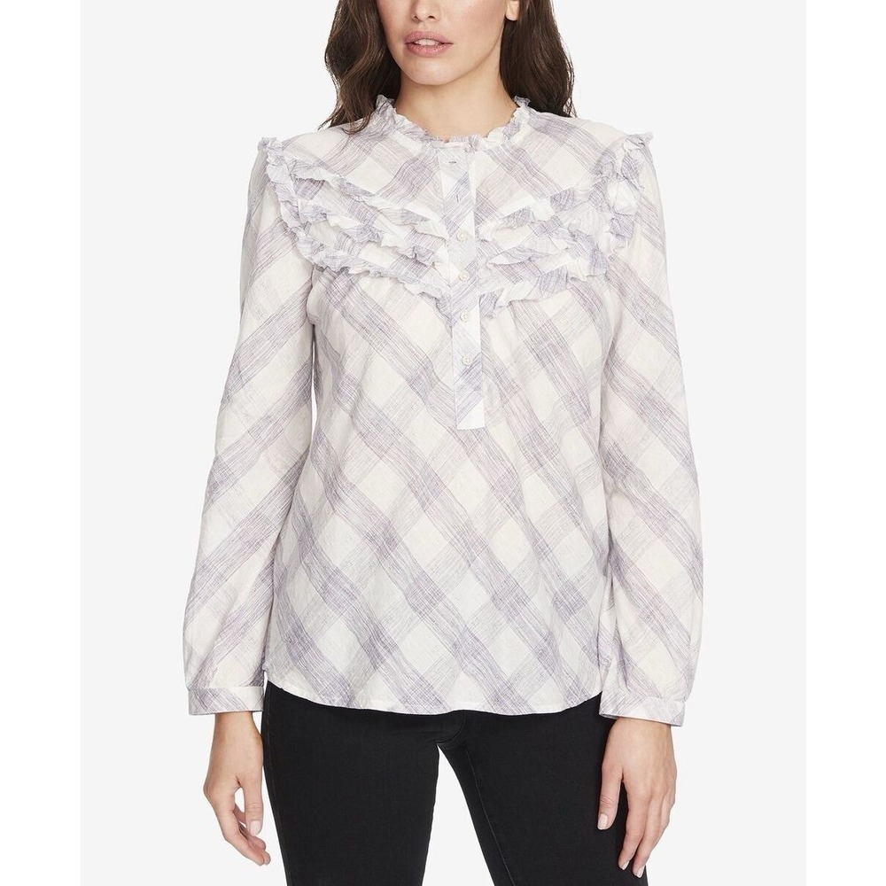 WILLIAM RAST Talya Cotton Ruffled Top Marshmallow Combo M